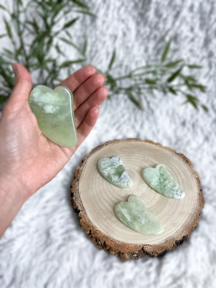Gua Sha Schaber - Rosenquarz oder Jade Serpentin - SoulGlow - Aura, balance, Beauty