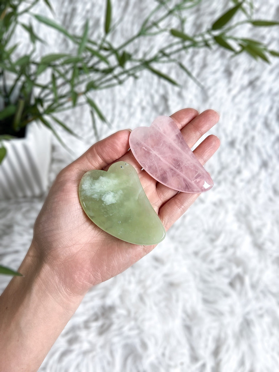 Gua Sha Schaber - Rosenquarz oder Jade Serpentin - SoulGlow - Aura, balance, Beauty
