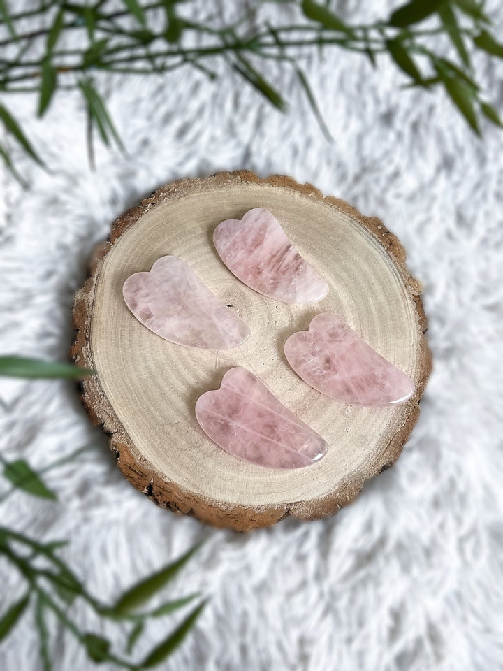 Gua Sha Schaber - Rosenquarz oder Jade Serpentin - SoulGlow - Aura, balance, Beauty