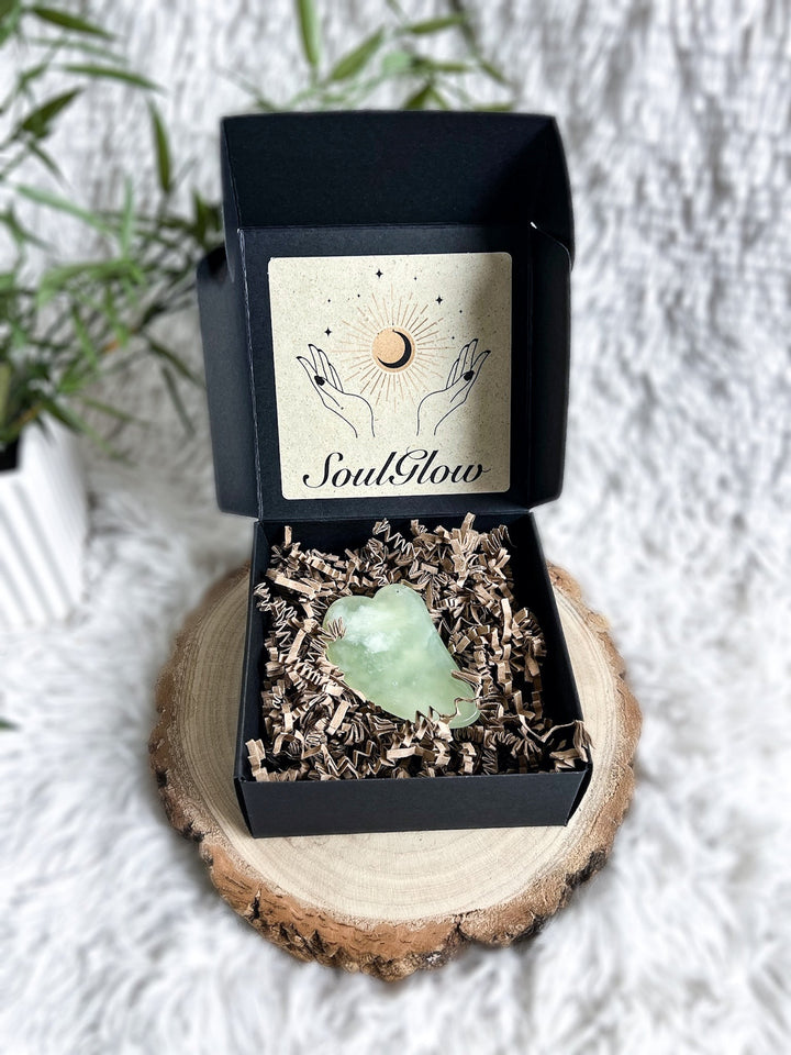 Gua Sha Schaber - Rosenquarz oder Jade Serpentin - SoulGlow - Aura, balance, Beauty