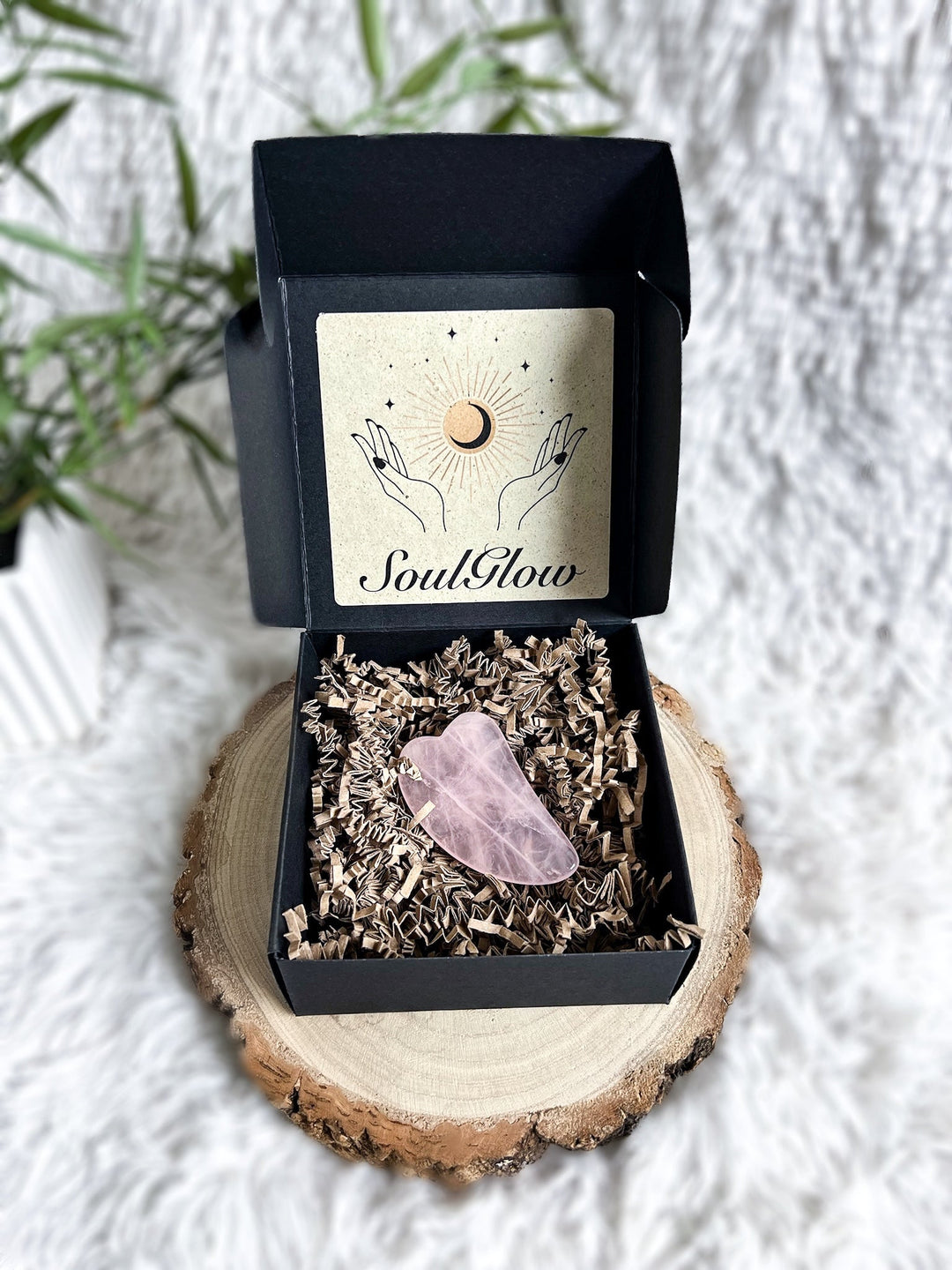 Gua Sha Schaber - Rosenquarz oder Jade Serpentin - SoulGlow - Aura, balance, Beauty