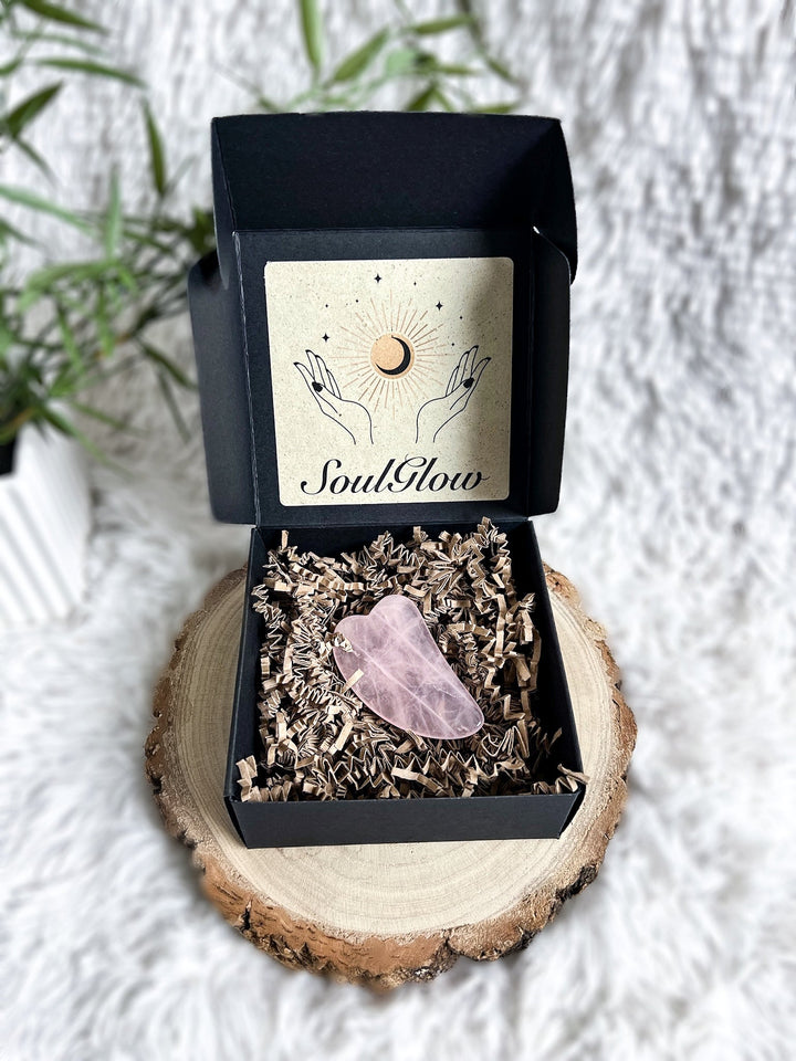 Gua Sha Schaber - Rosenquarz oder Jade Serpentin - SoulGlow - Aura, balance, Beauty