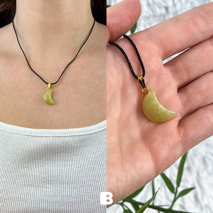 Jade Serpentin Mond Anhänger | Unikate - SoulGlow - Anhänger, Anhänger mit Öse, balance