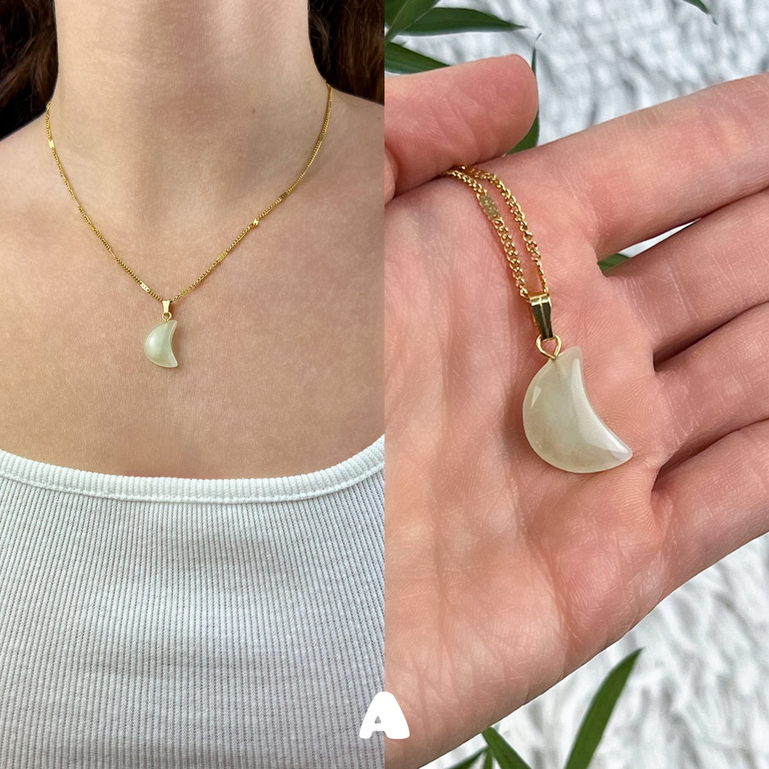 Jade Serpentin Mond Anhänger | Unikate - SoulGlow - Anhänger, Anhänger mit Öse, balance