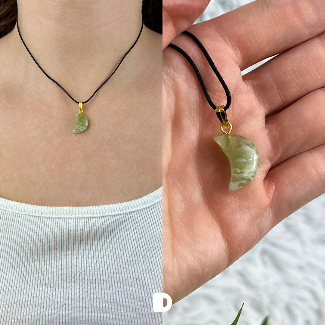 Jade Serpentin Mond Anhänger | Unikate - SoulGlow - Anhänger, Anhänger mit Öse, balance