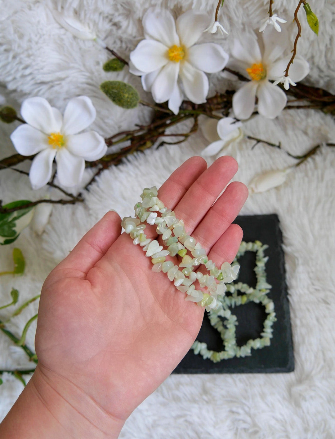 Jade Serpentin Splitter Armband - SoulGlow - Armband, balance, grün