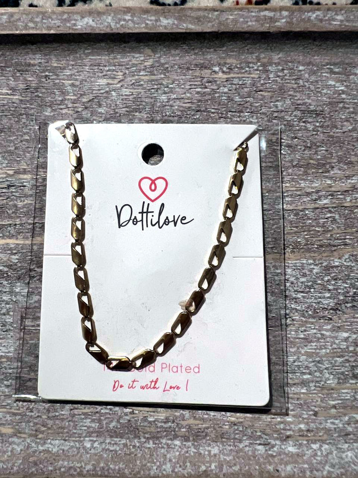 Kette mit flachen Gliedern aus vergoldetem Edelstahl, 38 cm