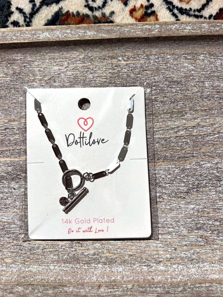 Plättchenkette mit Knebelverschluss aus Edelstahl in Silber, 50 cm
