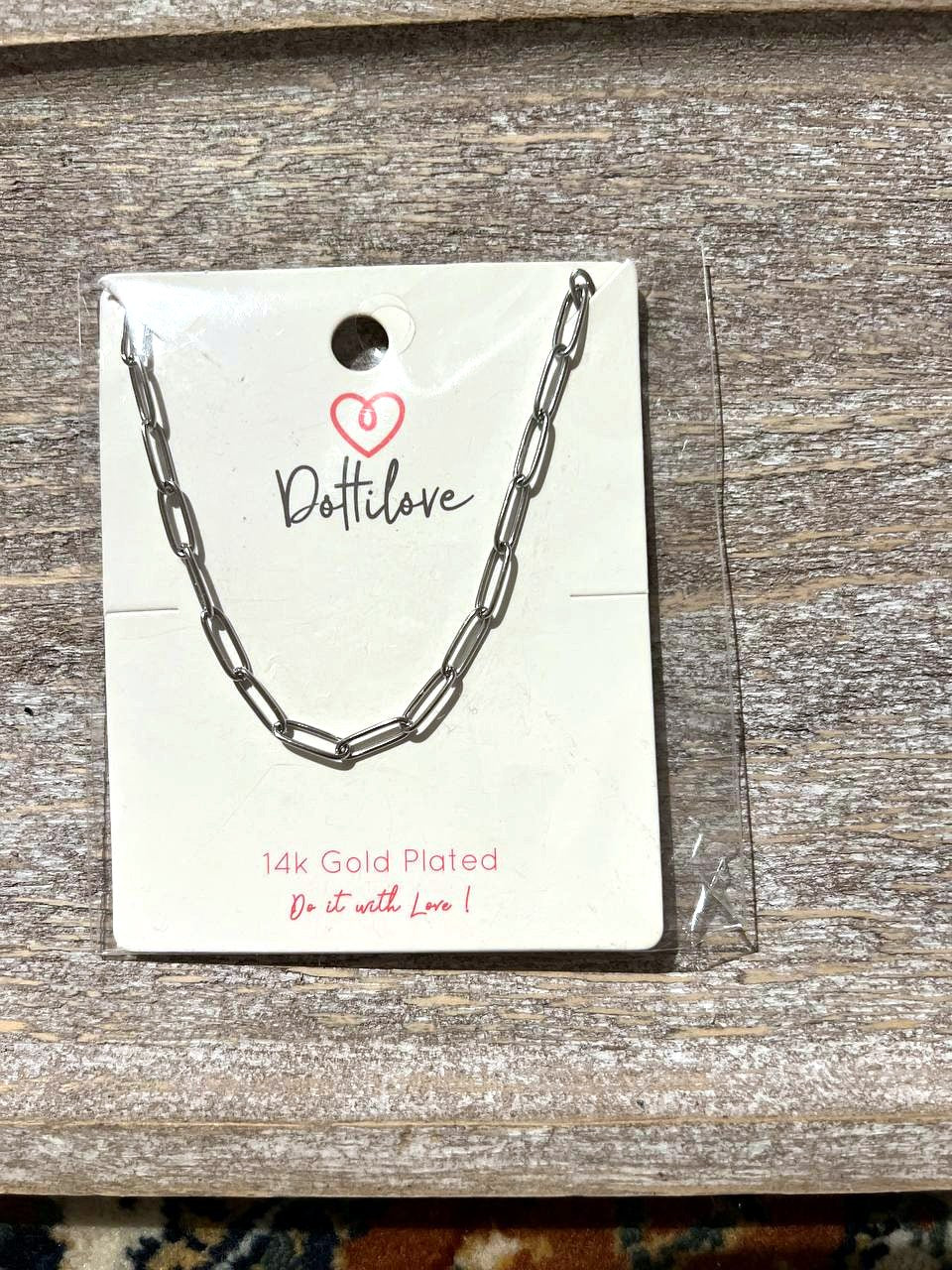 Paperclip-Kette aus Edelstahl in Silber, 40+10 cm