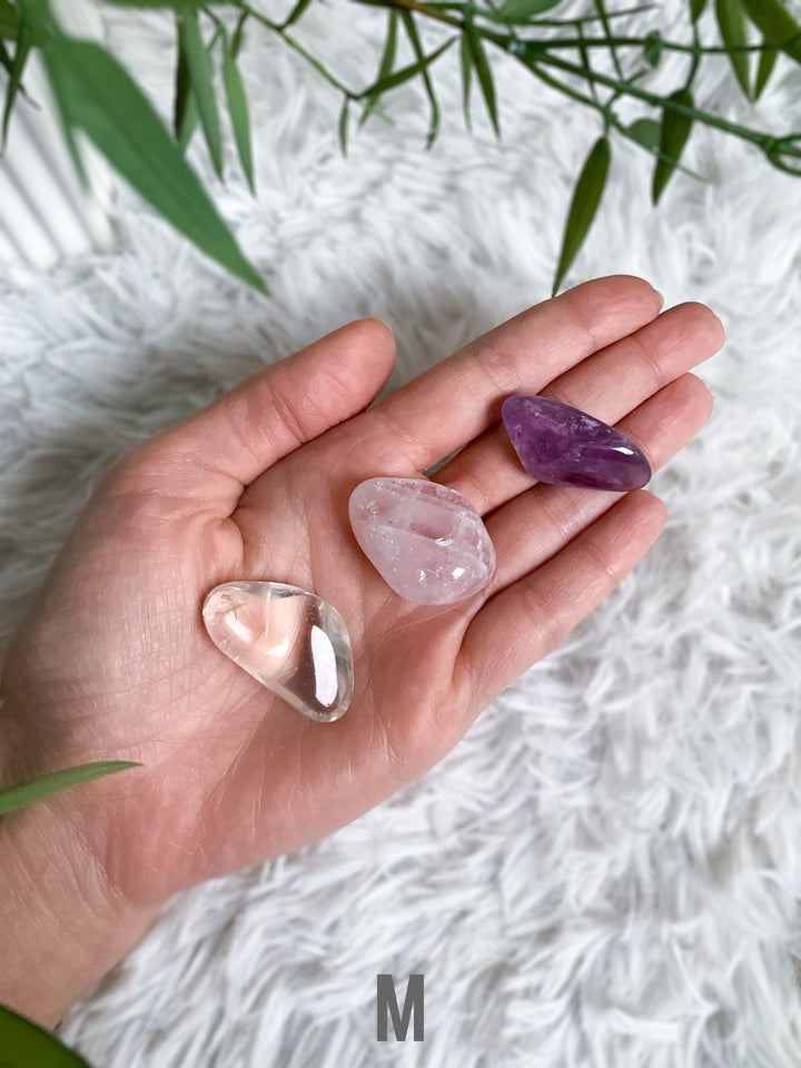 Kristall Starter Set | Amethyst, Bergkristall, Rosenquarz - SoulGlow - Amethyst, balance, Bergkristall