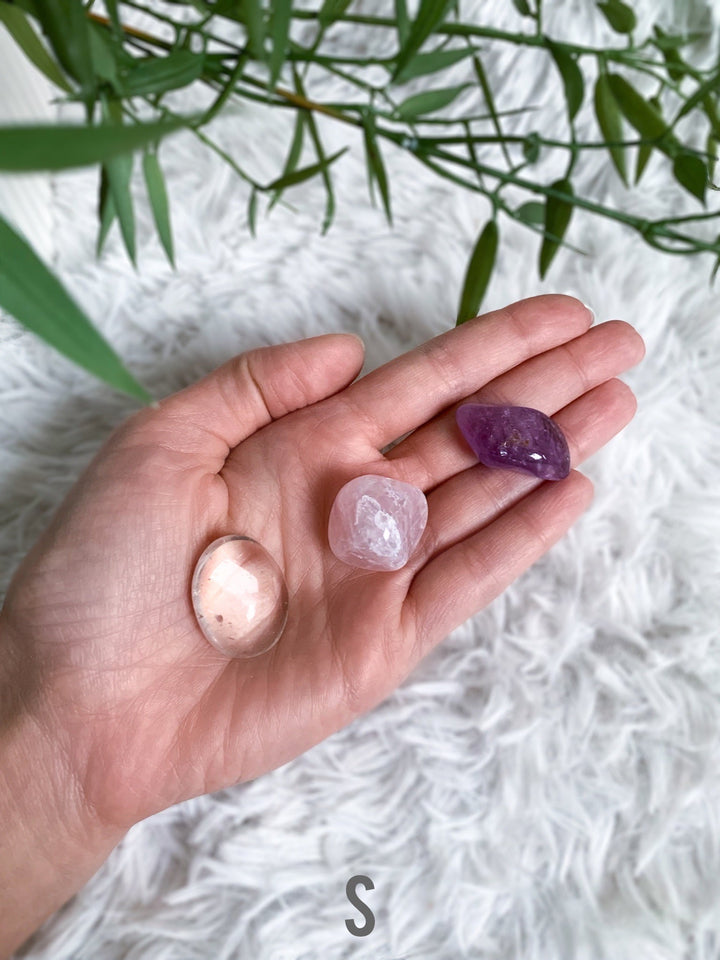 Kristall Starter Set | Amethyst, Bergkristall, Rosenquarz - SoulGlow - Amethyst, balance, Bergkristall