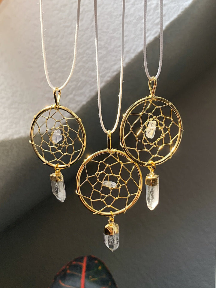Kristall Traumfänger | Turmalin, Amethyst, Bergkristall oder Rosenquarz - SoulGlow - Amethyst, Anhänger mit Öse, Aura