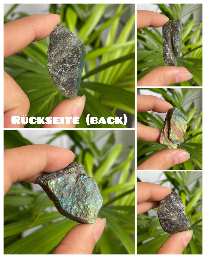 Labradorit Anschnitt, Rohstein - SoulGlow - balance, geschliffene Form, Heilstein