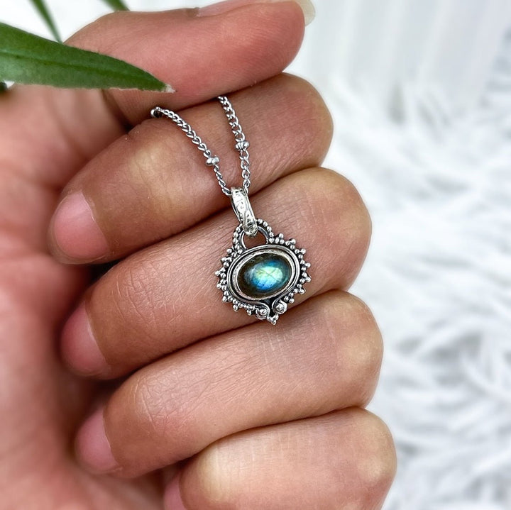 Labradorit Boho Anhänger aus 925 Silber - SoulGlow - 925er Silber, Anhänger mit Öse, balance