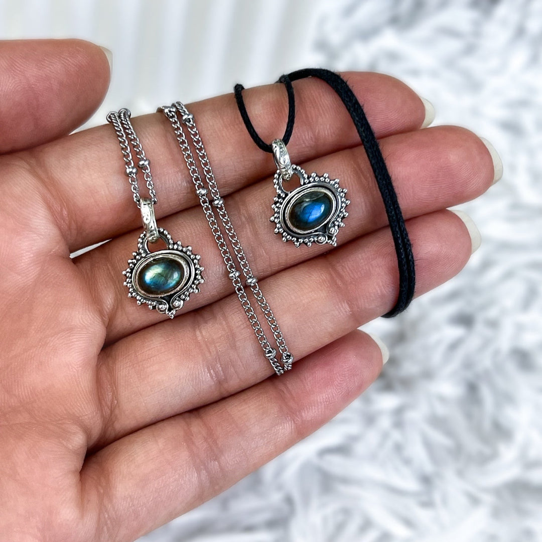 Labradorit Boho Anhänger aus 925 Silber - SoulGlow - 925er Silber, Anhänger mit Öse, balance