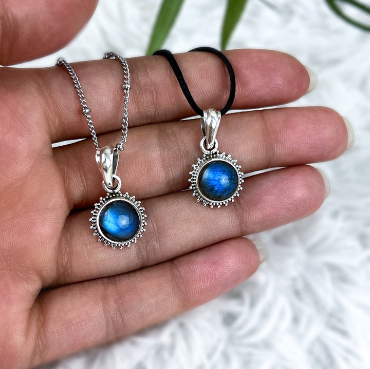 Labradorit Sonnenanhänger aus 925 Silber - Boho - SoulGlow - 925er Silber, Anhänger mit Öse, balance