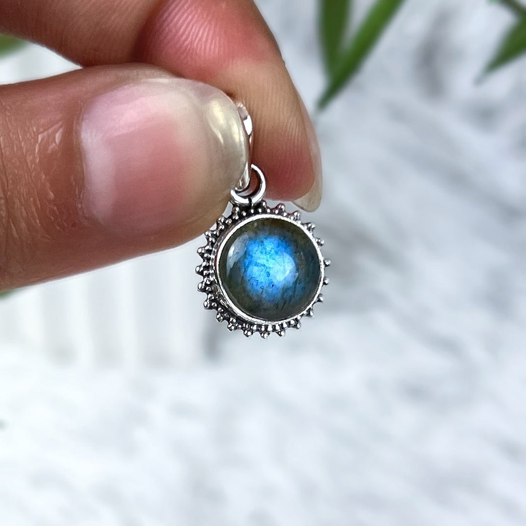 Labradorit Sonnenanhänger aus 925 Silber - Boho - SoulGlow - 925er Silber, Anhänger mit Öse, balance
