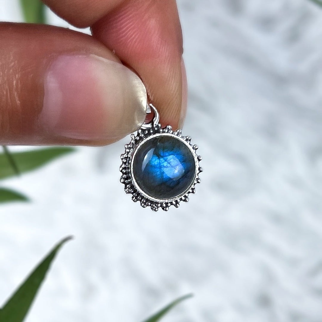 Labradorit Sonnenanhänger aus 925 Silber - Boho - SoulGlow - 925er Silber, Anhänger mit Öse, balance