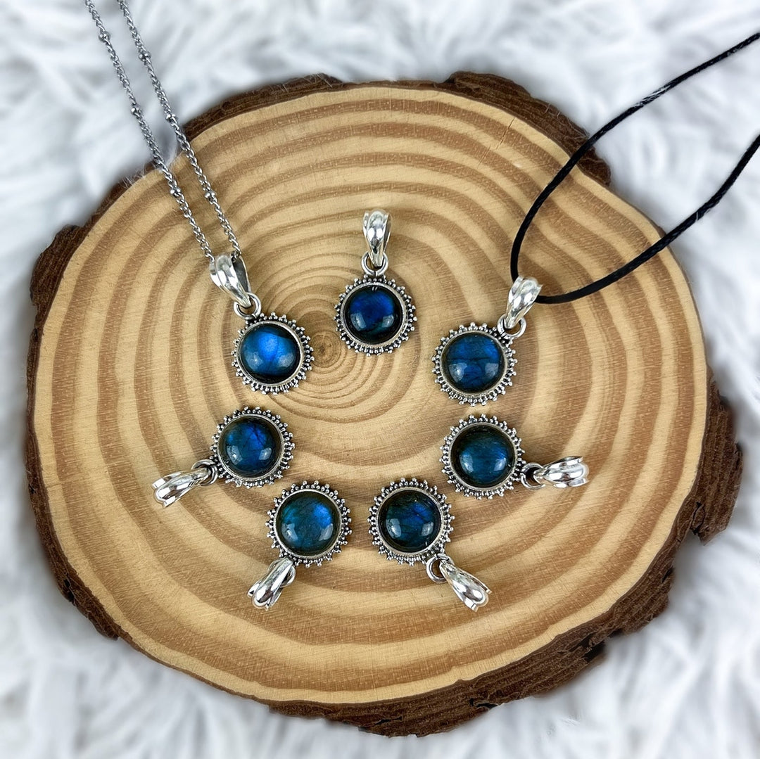 Labradorit Sonnenanhänger aus 925 Silber - Boho - SoulGlow - 925er Silber, Anhänger mit Öse, balance