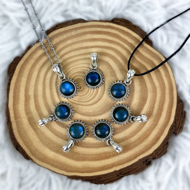 Labradorit Sonnenanhänger aus 925 Silber - Boho - SoulGlow - 925er Silber, Anhänger mit Öse, balance