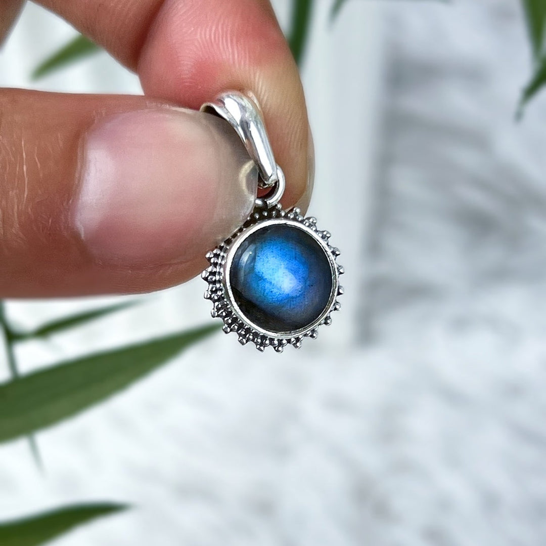 Labradorit Sonnenanhänger aus 925 Silber - Boho - SoulGlow - 925er Silber, Anhänger mit Öse, balance