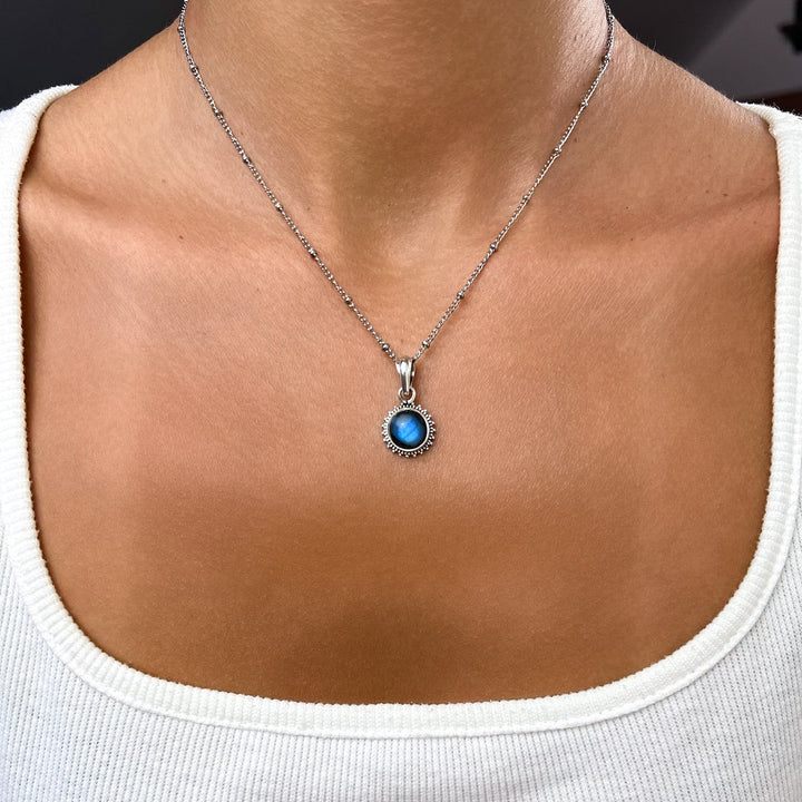 Labradorit Sonnenanhänger aus 925 Silber - Boho - SoulGlow - 925er Silber, Anhänger mit Öse, balance