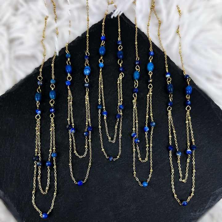 Lapislazuli Layering Kette - SoulGlow - Anhänger mit Öse, balance, Energie