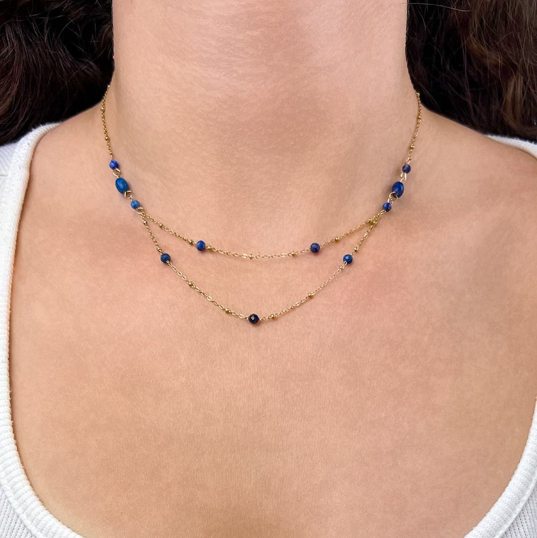 Lapislazuli Layering Kette - SoulGlow - Anhänger mit Öse, balance, Energie