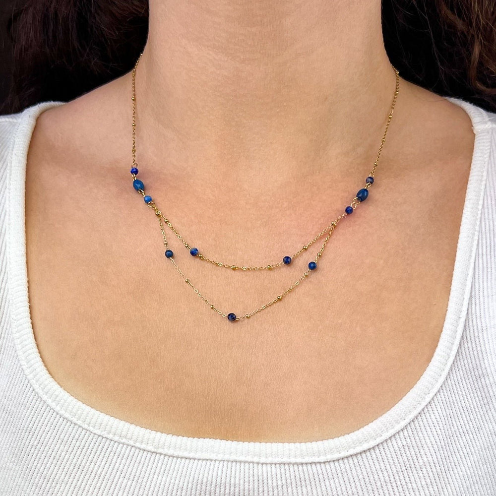 Lapislazuli Layering Kette - SoulGlow - Anhänger mit Öse, balance, Energie