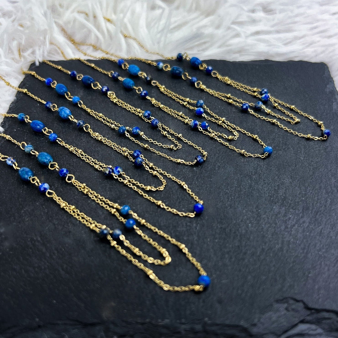 Lapislazuli Layering Kette - SoulGlow - Anhänger mit Öse, balance, Energie