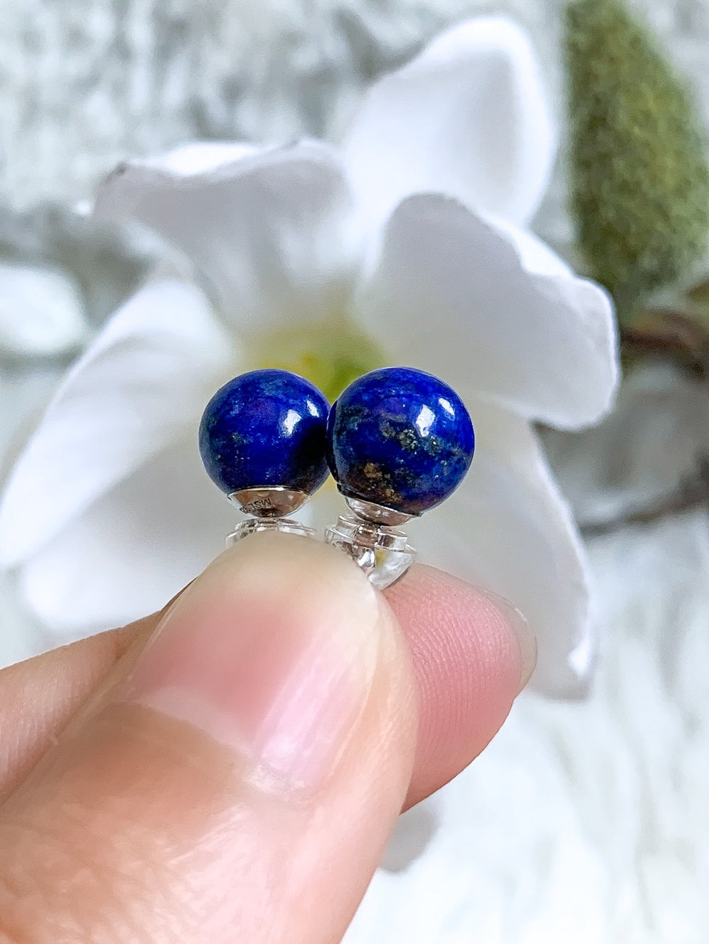 Lapislazuli Ohrstecker | Echtsilber - SoulGlow - blau, Heilstein Ring, not - on - sale