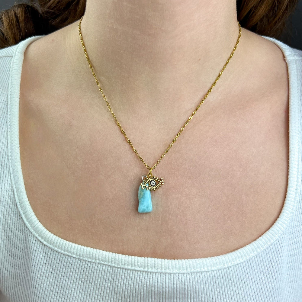 Larimar Anhänger mit Auge | Unikat - SoulGlow - Anhänger mit Öse, Auge, balance
