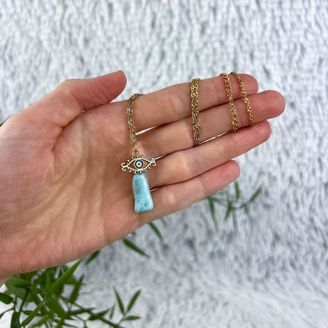 Larimar Anhänger mit Auge | Unikat - SoulGlow - Anhänger mit Öse, Auge, balance