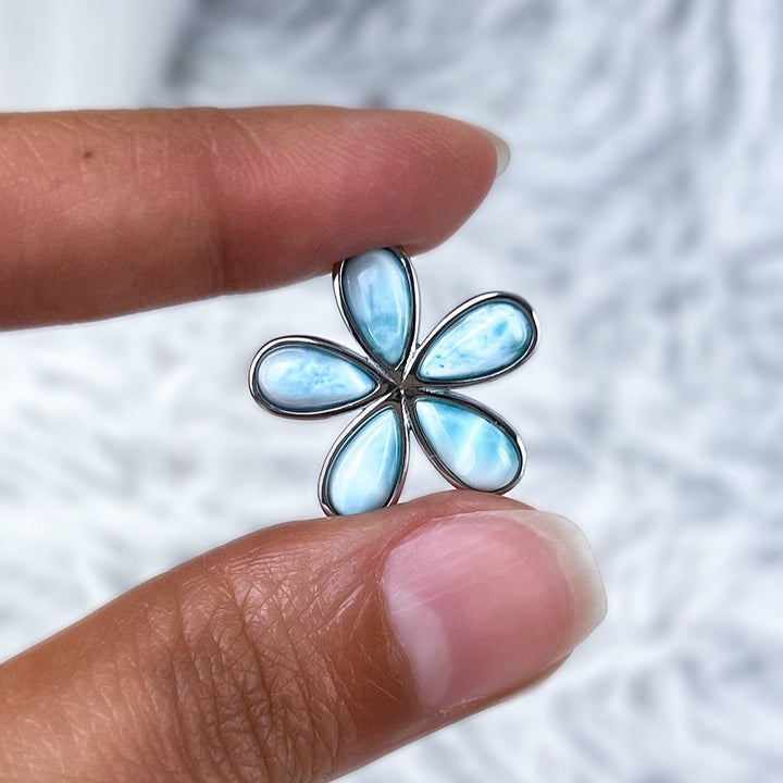 Larimar Anhänger Tropfen - Blüte mit 925 Silber - SoulGlow - 925er Silber, Anhänger mit Öse, balance