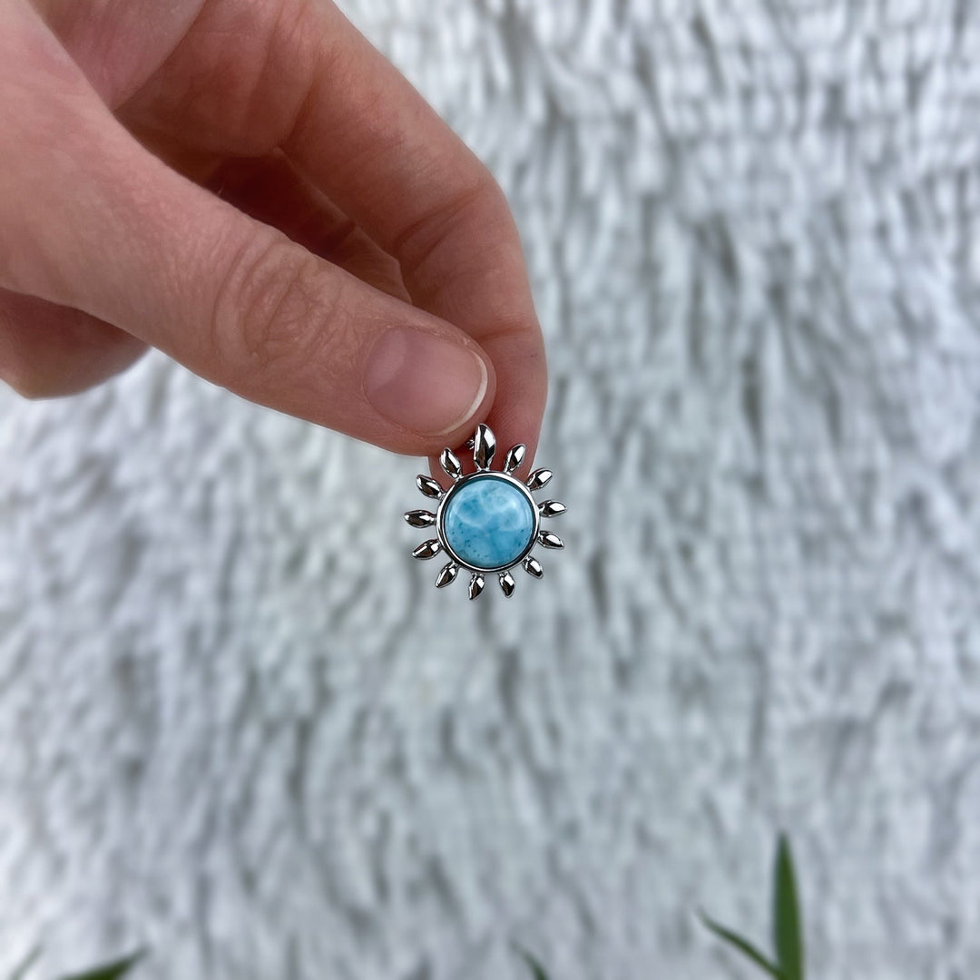 Larimar Sonnenanhänger 925 Silber/vergoldet - SoulGlow - 925er Silber, Anhänger mit Öse, balance