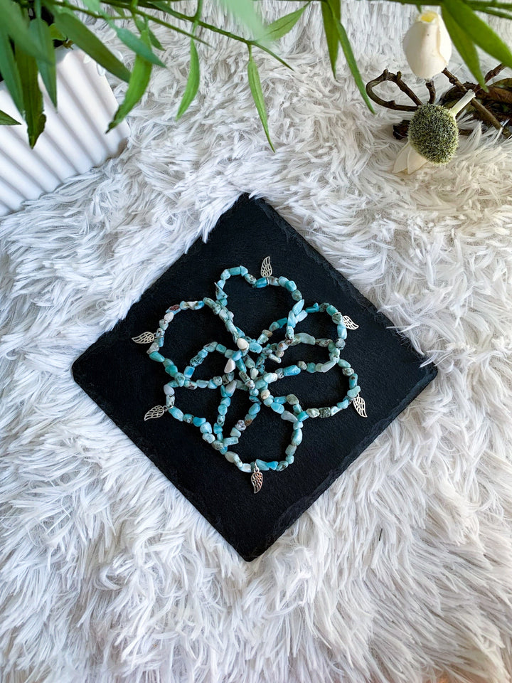 Larimar Splitterarmband mit 925 Silber-Flügel - XS/S - SoulGlow