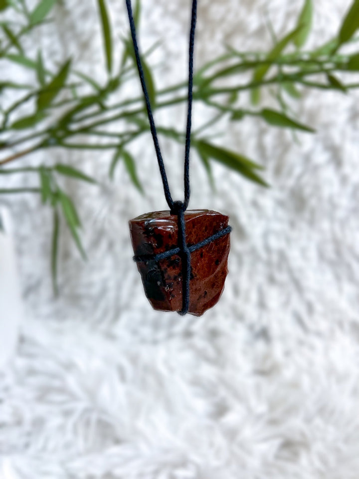 Mahagoni Obsidian Rohstein Anhänger A - SoulGlow - Anhänger, balance, braun
