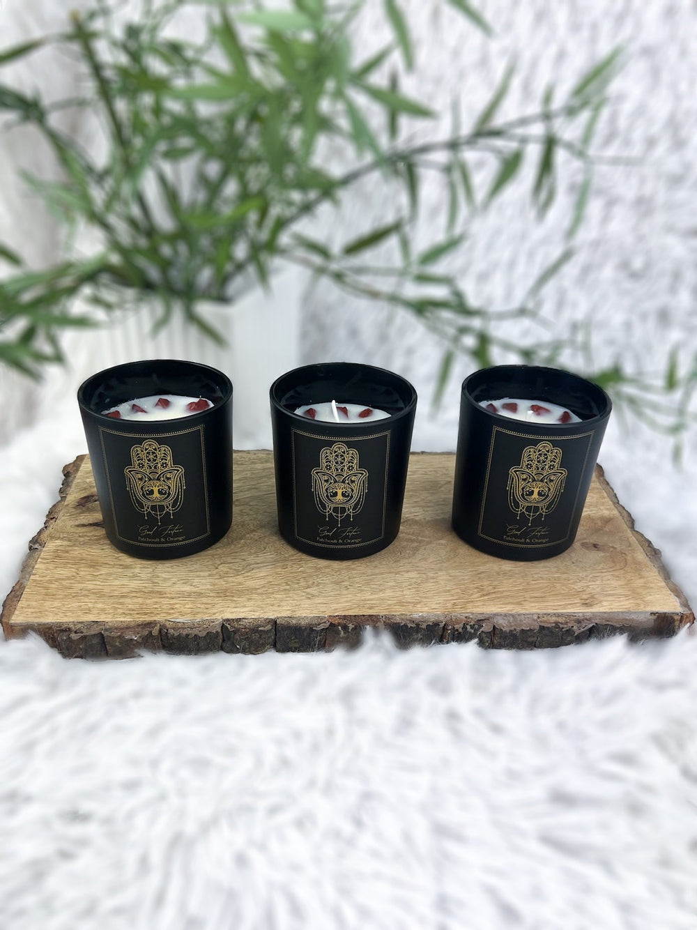 Manifestationskerze Glück & Wohlstand - Patchouli, Orange, Roter Jaspis - SoulGlow - Aura, Kerzen, Manifestation