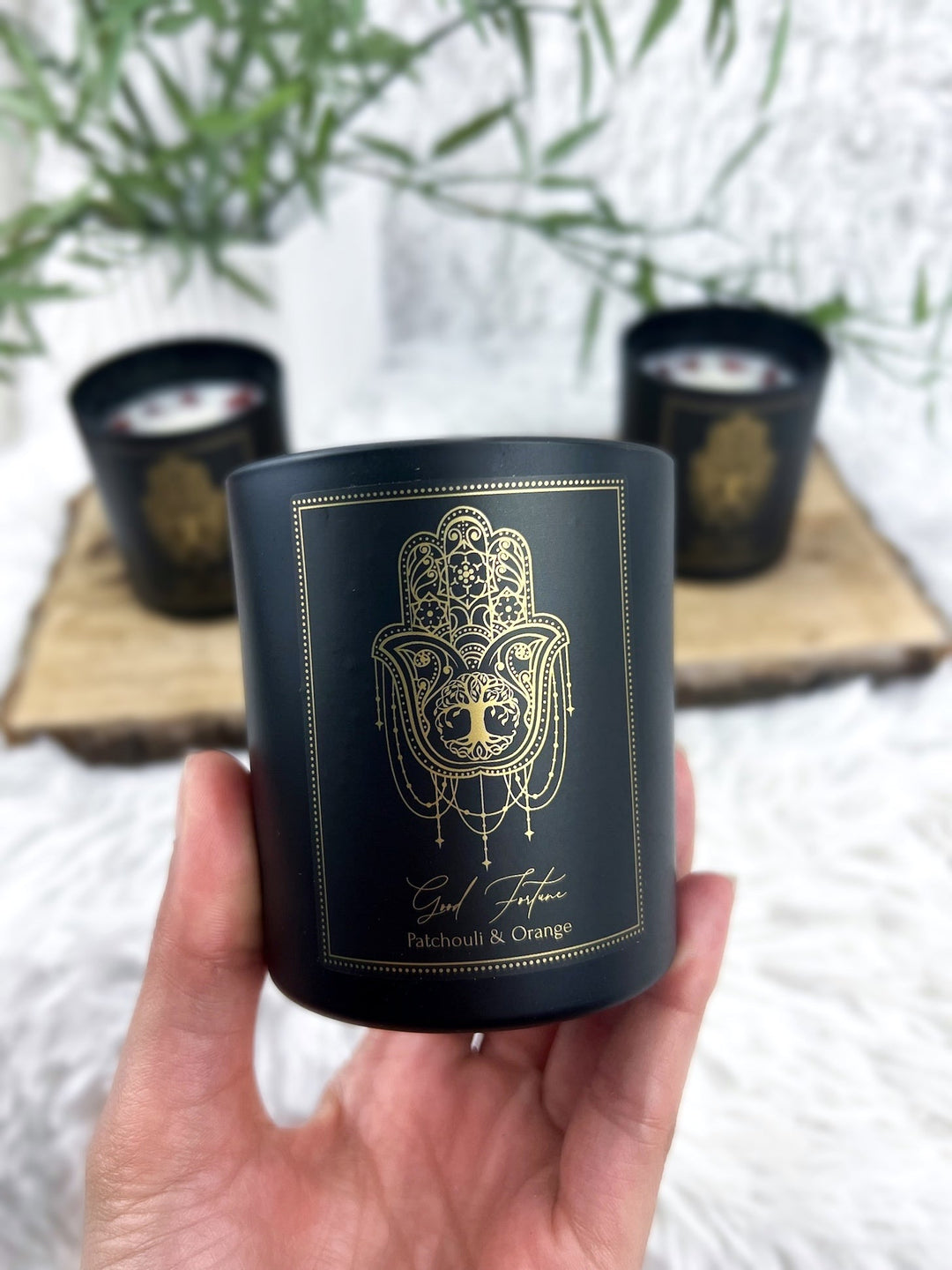 Manifestationskerze Glück & Wohlstand - Patchouli, Orange, Roter Jaspis - SoulGlow - Aura, Kerzen, Manifestation