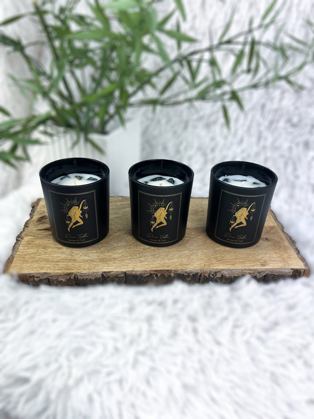 Manifestationskerze Göttliche Göttin - Jasmin, Oudh, Jade Serpentin - SoulGlow - Aura, Kerzen, Manifestation