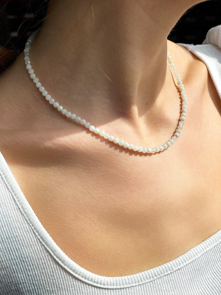 Mondstein Kette, Collier facettiert - SoulGlow - balance, facettiert, Facettiertes Armband
