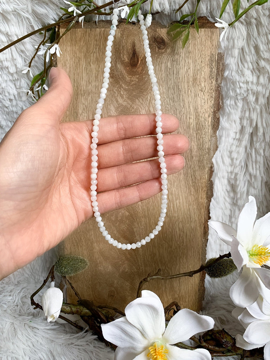 Mondstein Kette, Collier facettiert - SoulGlow - balance, facettiert, Facettiertes Armband