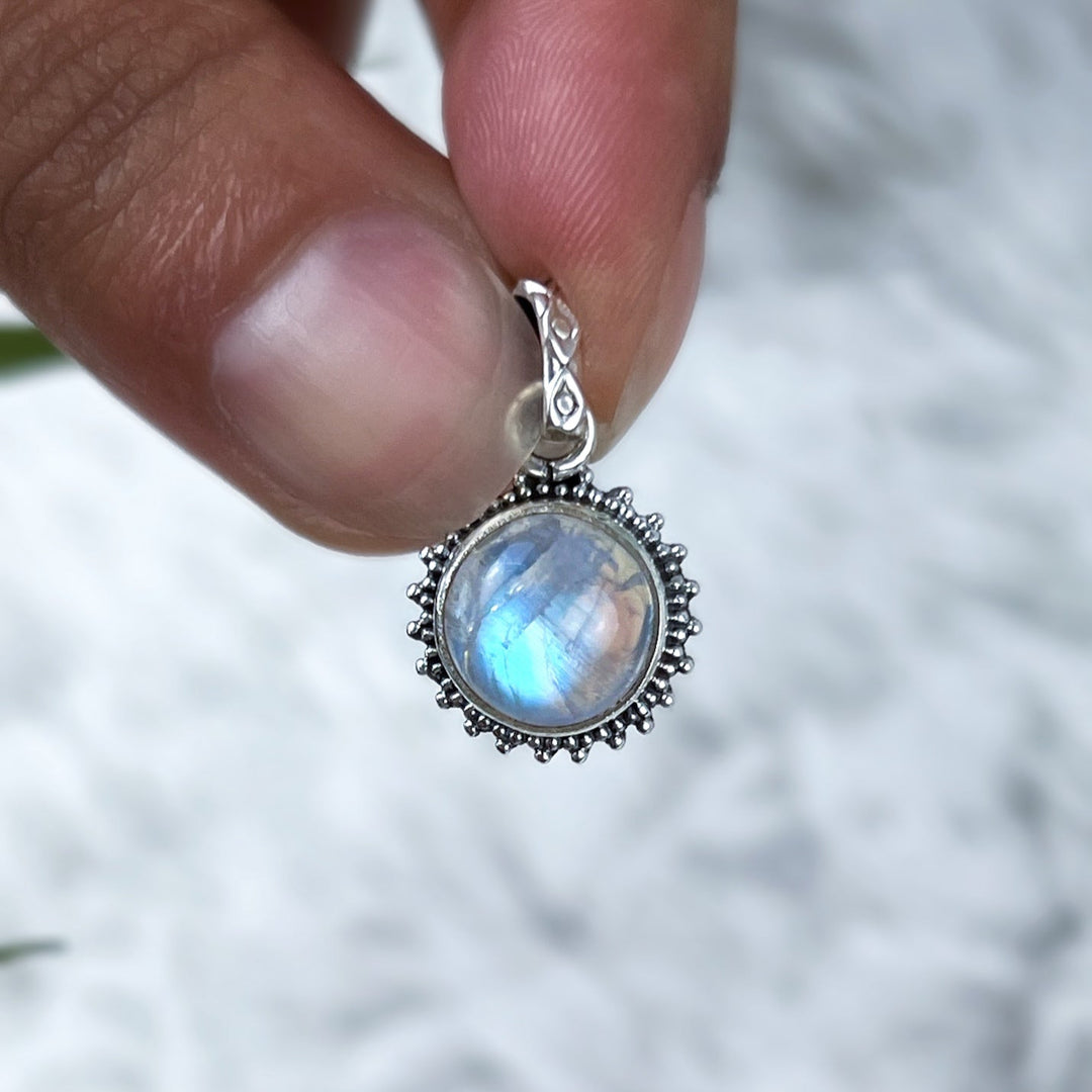 Mondstein Sonnenanhänger aus 925er Silber - Boho - SoulGlow - 925er Silber, Anhänger mit Öse, balance