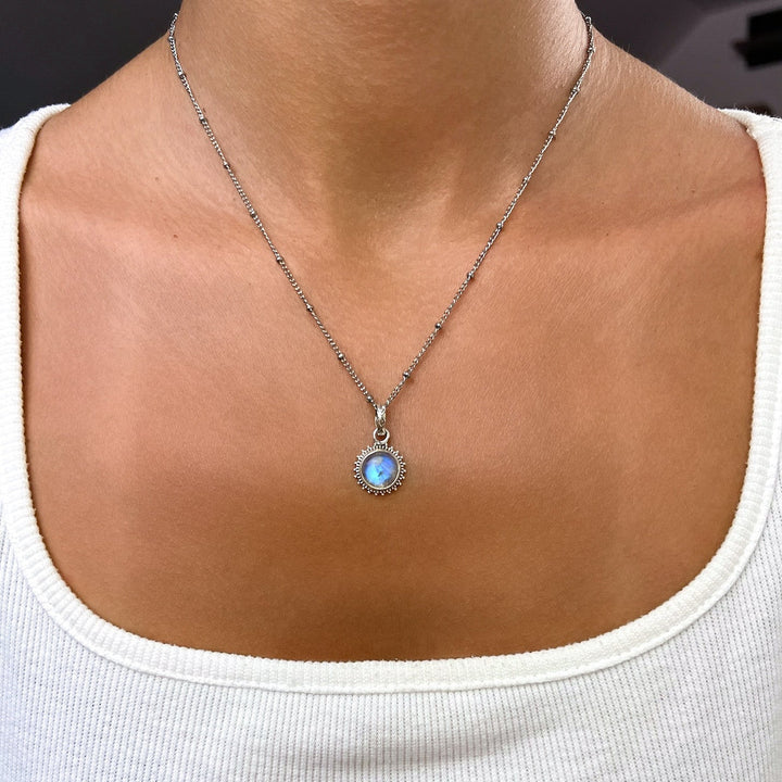 Mondstein Sonnenanhänger aus 925er Silber - Boho - SoulGlow - 925er Silber, Anhänger mit Öse, balance
