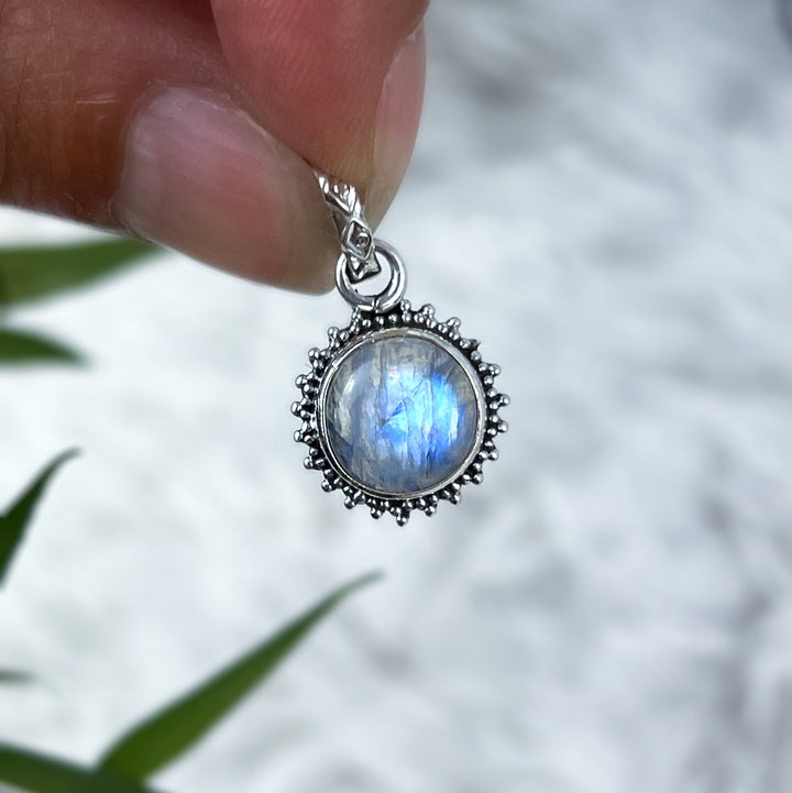 Mondstein Sonnenanhänger aus 925er Silber - Boho - SoulGlow - 925er Silber, Anhänger mit Öse, balance