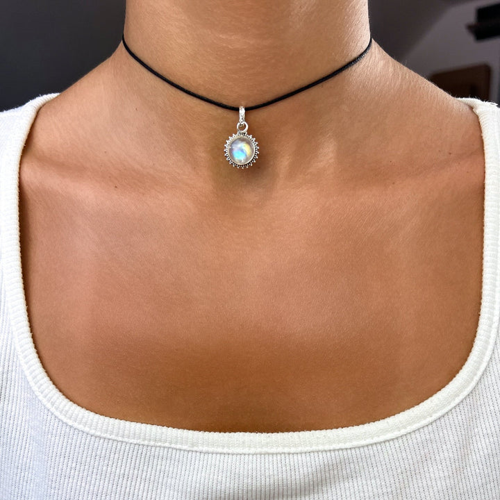 Mondstein Sonnenanhänger aus 925er Silber - Boho - SoulGlow - 925er Silber, Anhänger mit Öse, balance