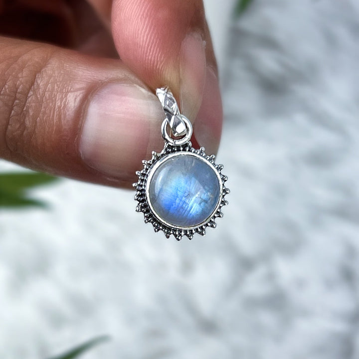 Mondstein Sonnenanhänger aus 925er Silber - Boho - SoulGlow - 925er Silber, Anhänger mit Öse, balance
