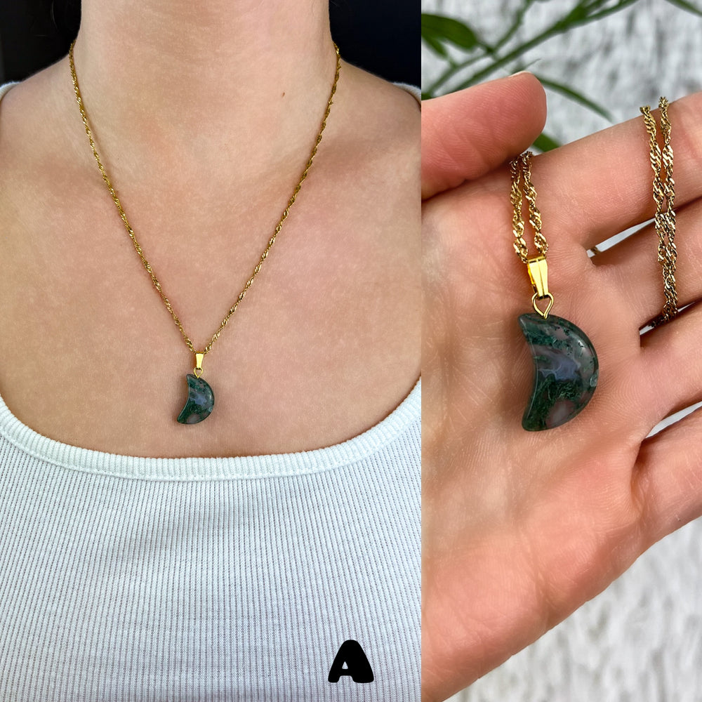 Moosachat Mond Anhänger | Unikate - SoulGlow - Anhänger mit Öse, balance, Energie