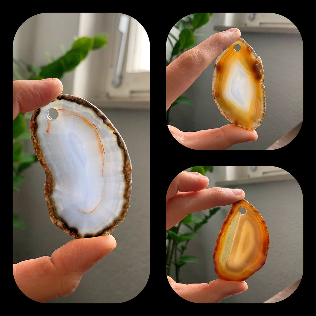 Natur Achat Scheibe Anhänger - SoulGlow - achat, Anhänger, balance