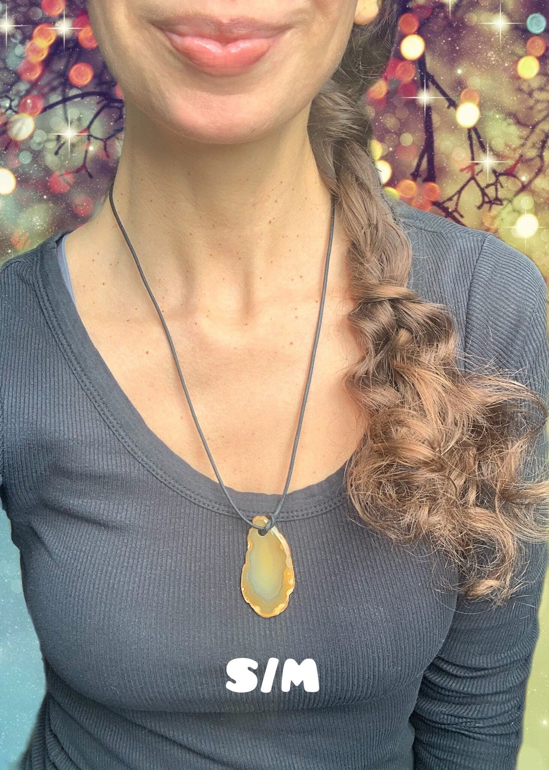 Natur Achat Scheibe Anhänger - SoulGlow - achat, Anhänger, balance